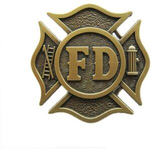 🆕Men's Gold Imported Vintage Bronze Plated Fire Fighter Dept Hero Belt Buckle